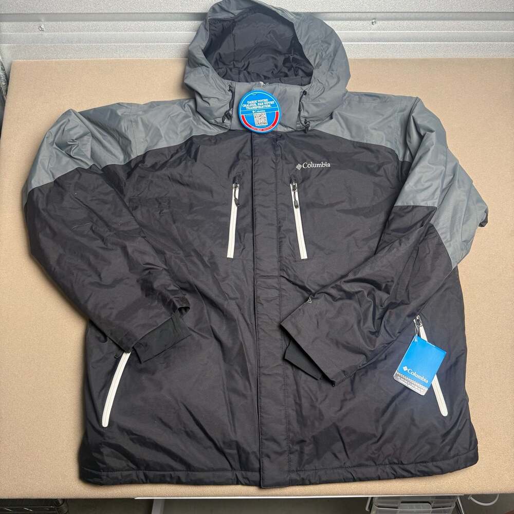 Columbia Tipton Insulated Omni-Heat Omni-Tech Jacket Black Gray Men's Size 3X